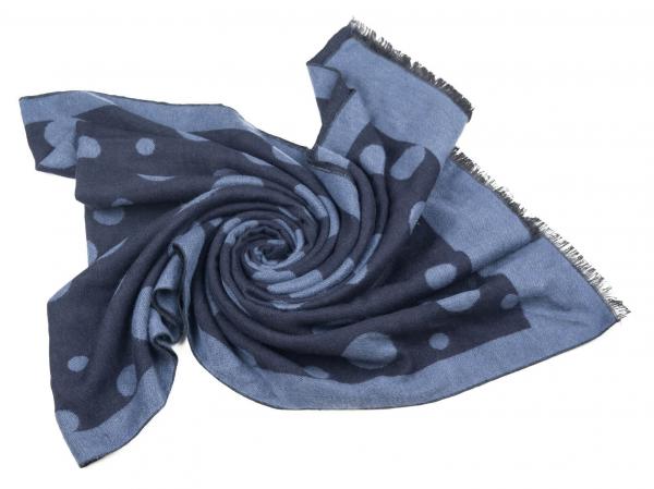 Scarf Shawl Viscos fleecy Points Dark Blue Light Blue